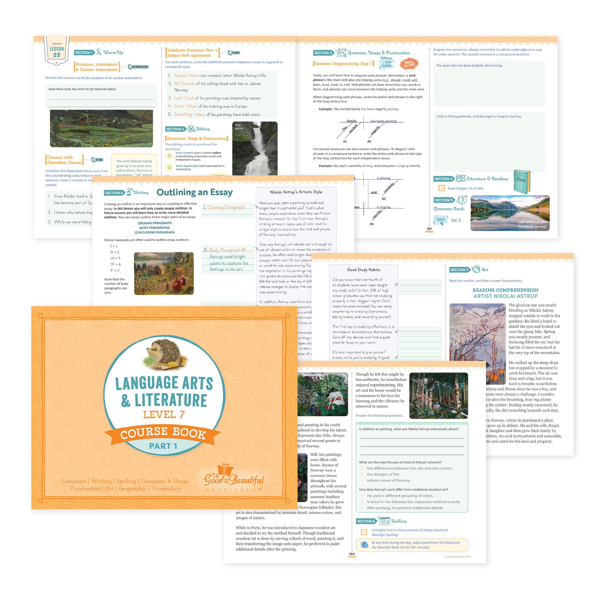 Language arts level 7 course book part one with sample lesson pages | The Good and the Beautiful