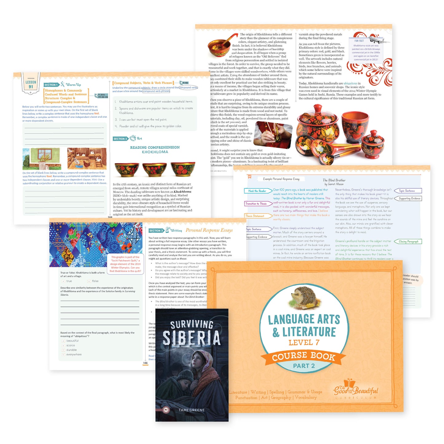 Language arts level 7 course book part two cover and sample pages | The Good and the Beautiful