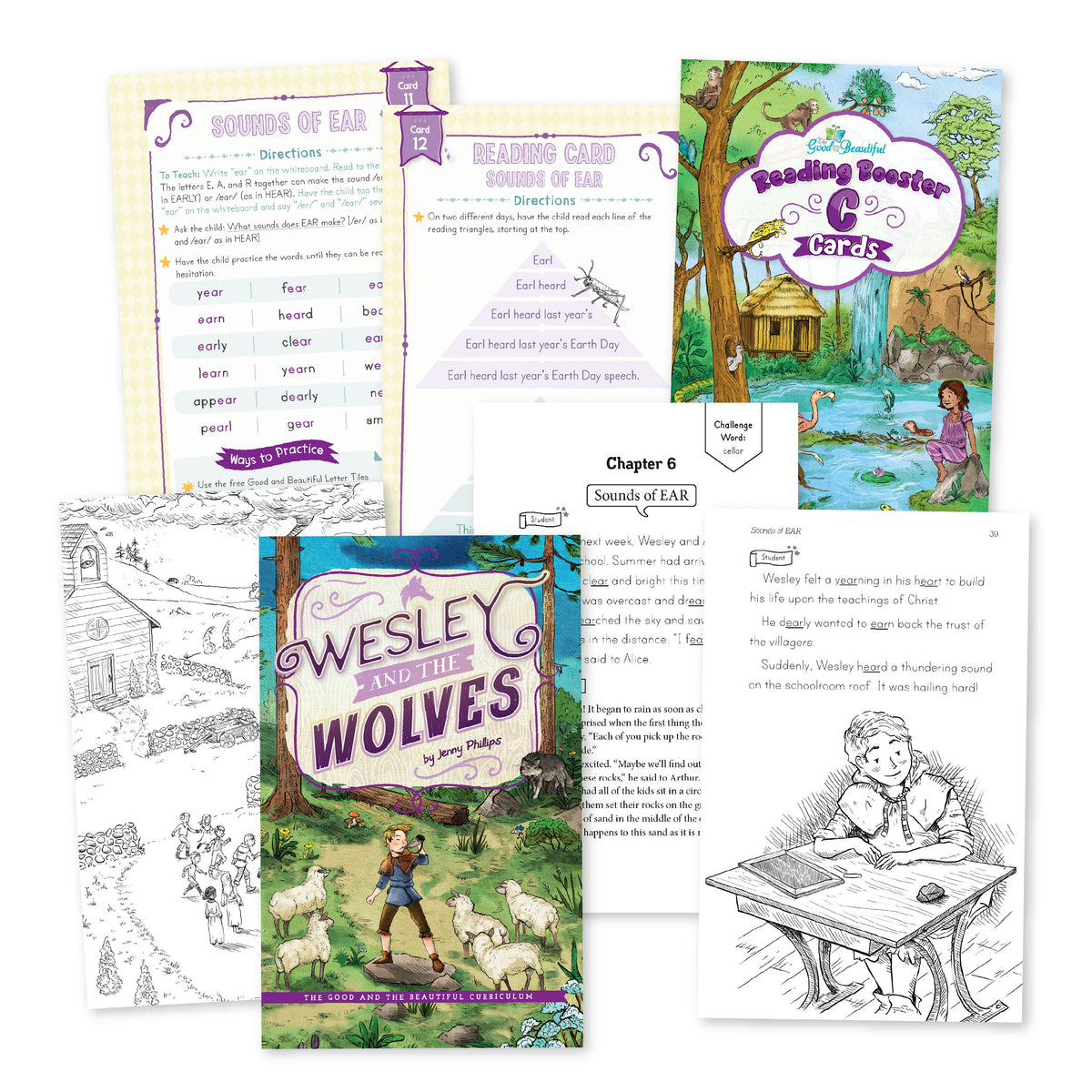 A collage of the Language Arts Level 2 course materials | The Good and the Beautiful