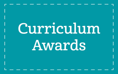 The text "Curriculum Awards" on a blue background | The Good and the Beautiful