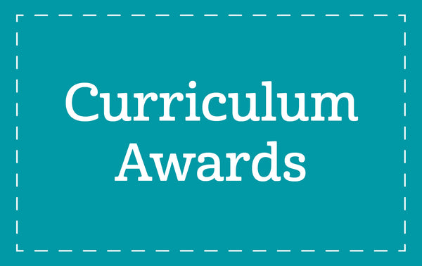 The text "Curriculum Awards" on a blue background | The Good and the Beautiful