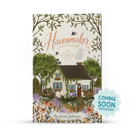 The book cover for "Havenmaker" by Jamie Johnson with a sticker that says "Coming Soon" | The Good and the Beautiful