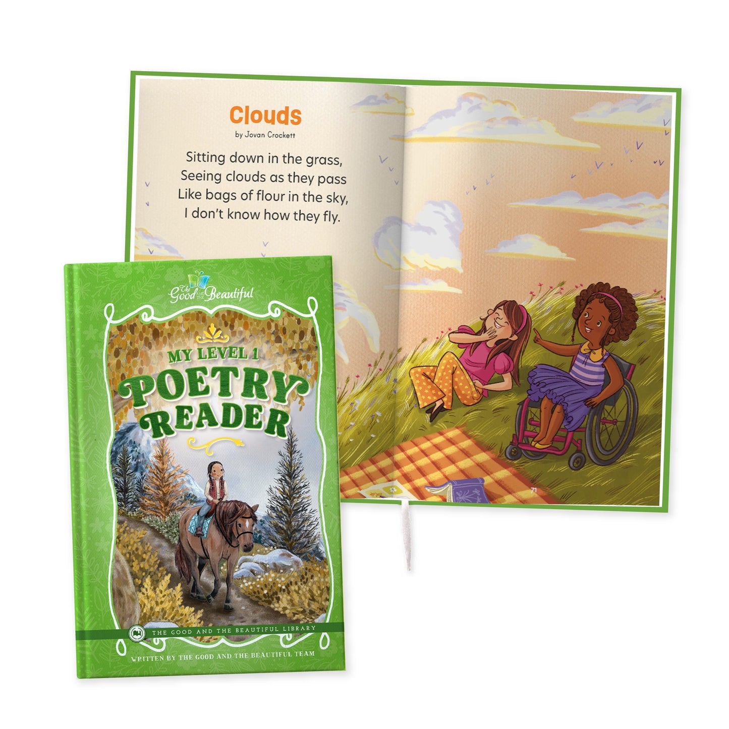 The cover of the book "My Level 1 Poetry Reader" with a preview of the poem "Clouds" | The Good and the Beautiful