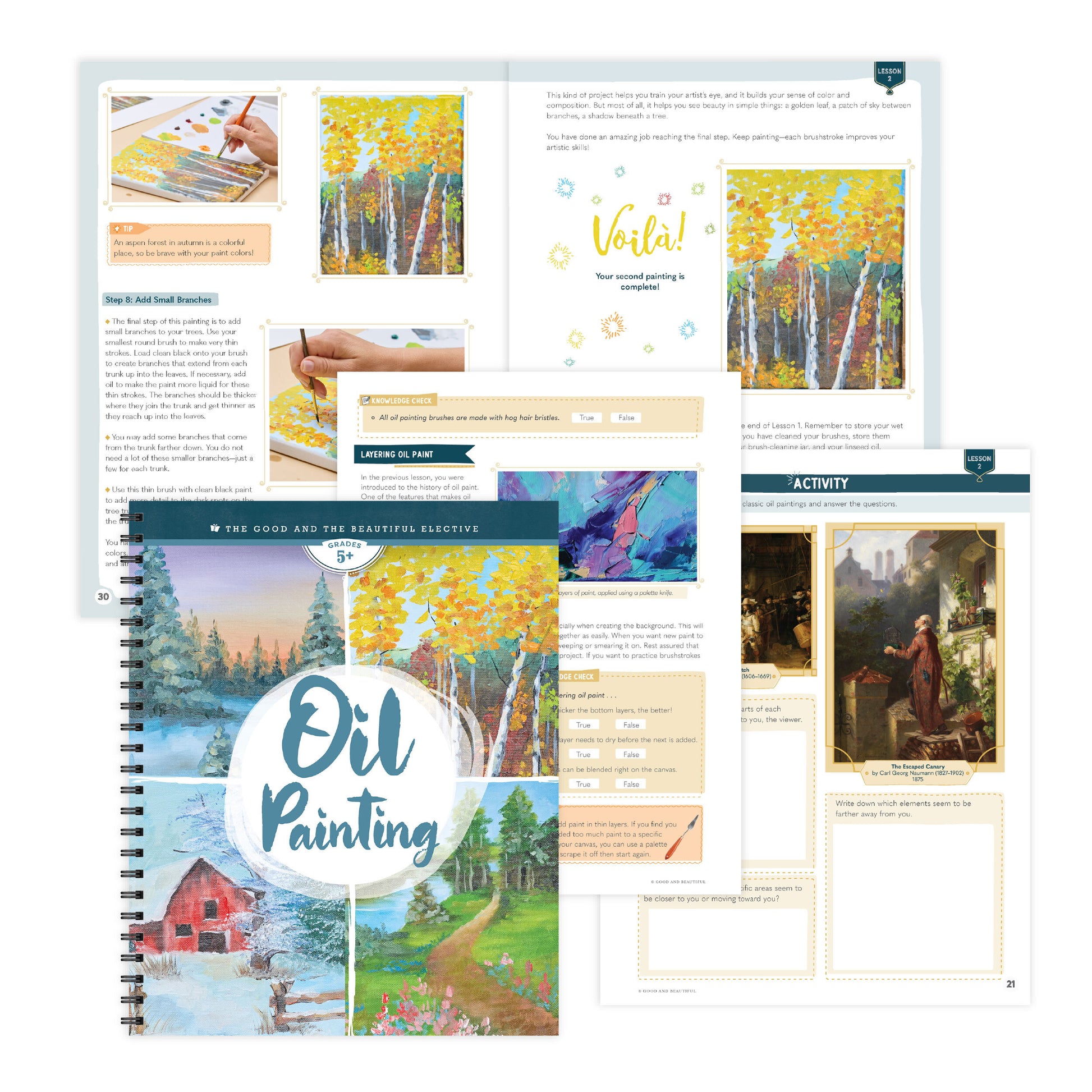 The cover of Oil Painting elective and sample pages | The Good and the Beautiful