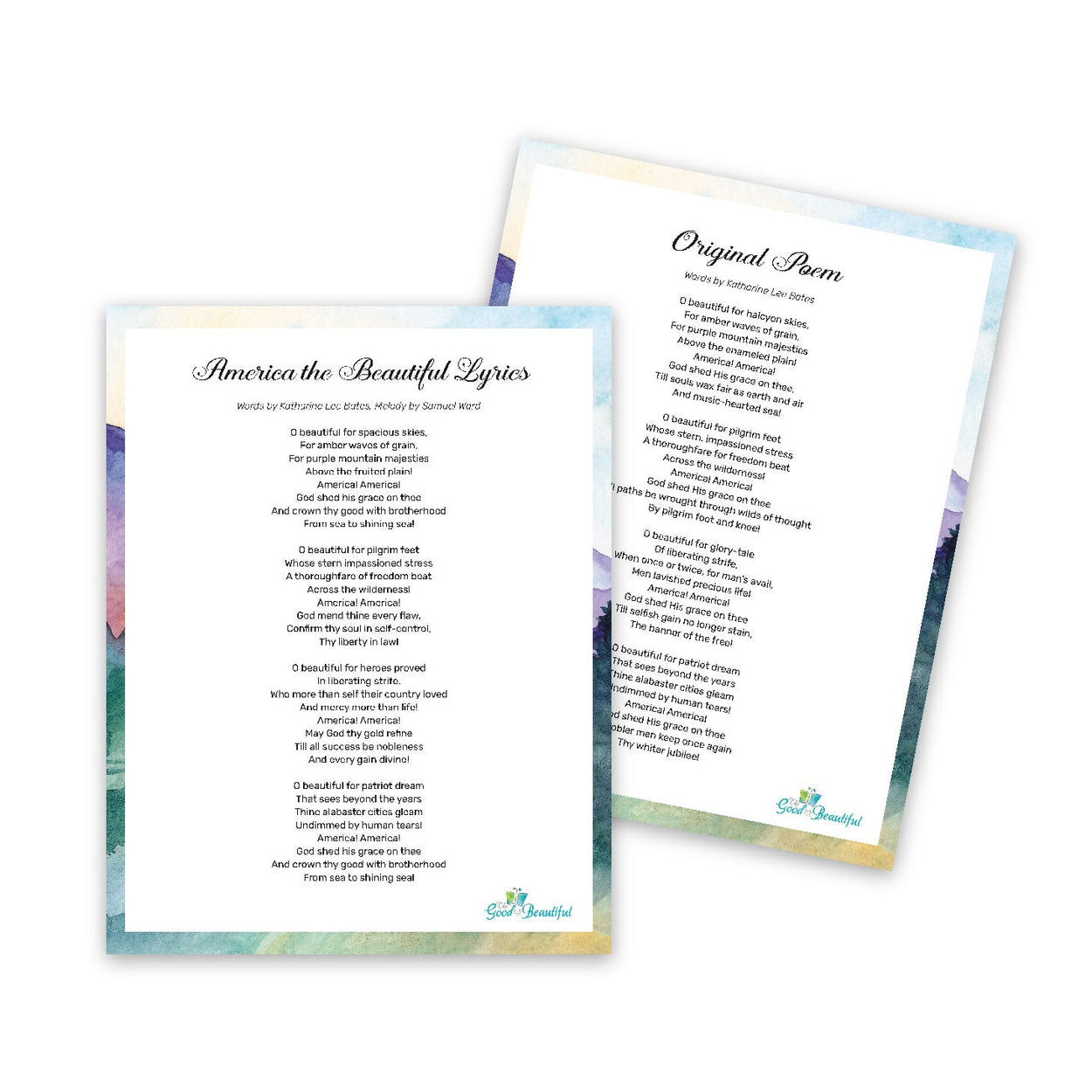 America the Beautiful Lyrics PDF | The Good and the Beautiful PDF Download