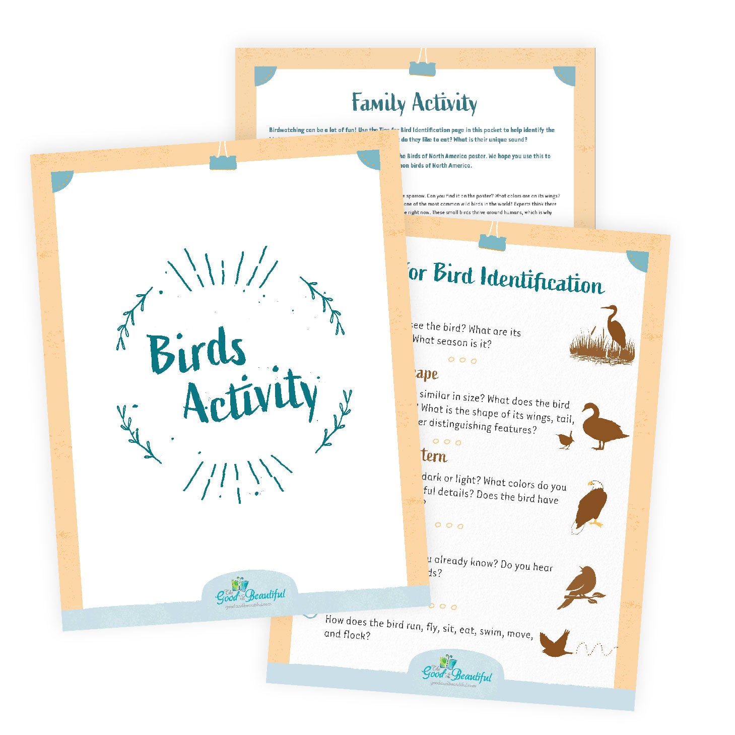 Sample pages of a birds activity | The Good and the Beautiful