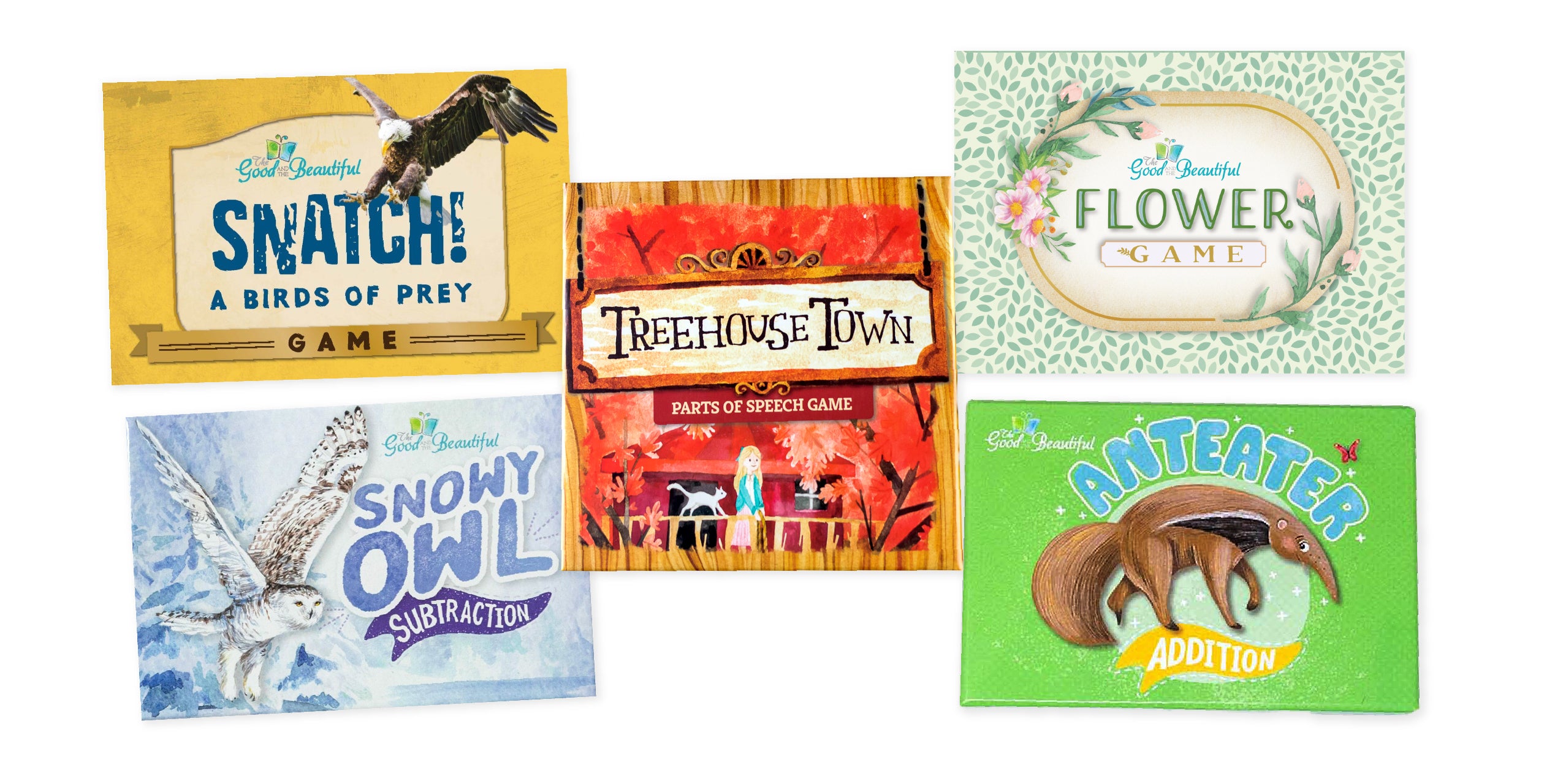 A collage of learning games | The Good and the Beautiful