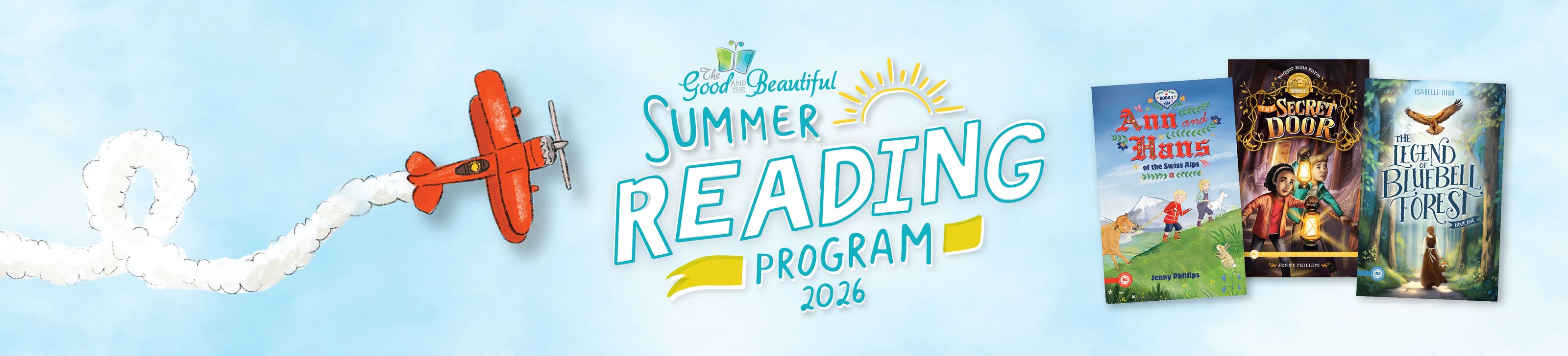 A banner with the text "Summer Reading Program 2026" with a collage of three book covers | The Good and the Beautiful