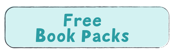 Light blue label with 'Free Book Packs' text | The Good and the Beautiful