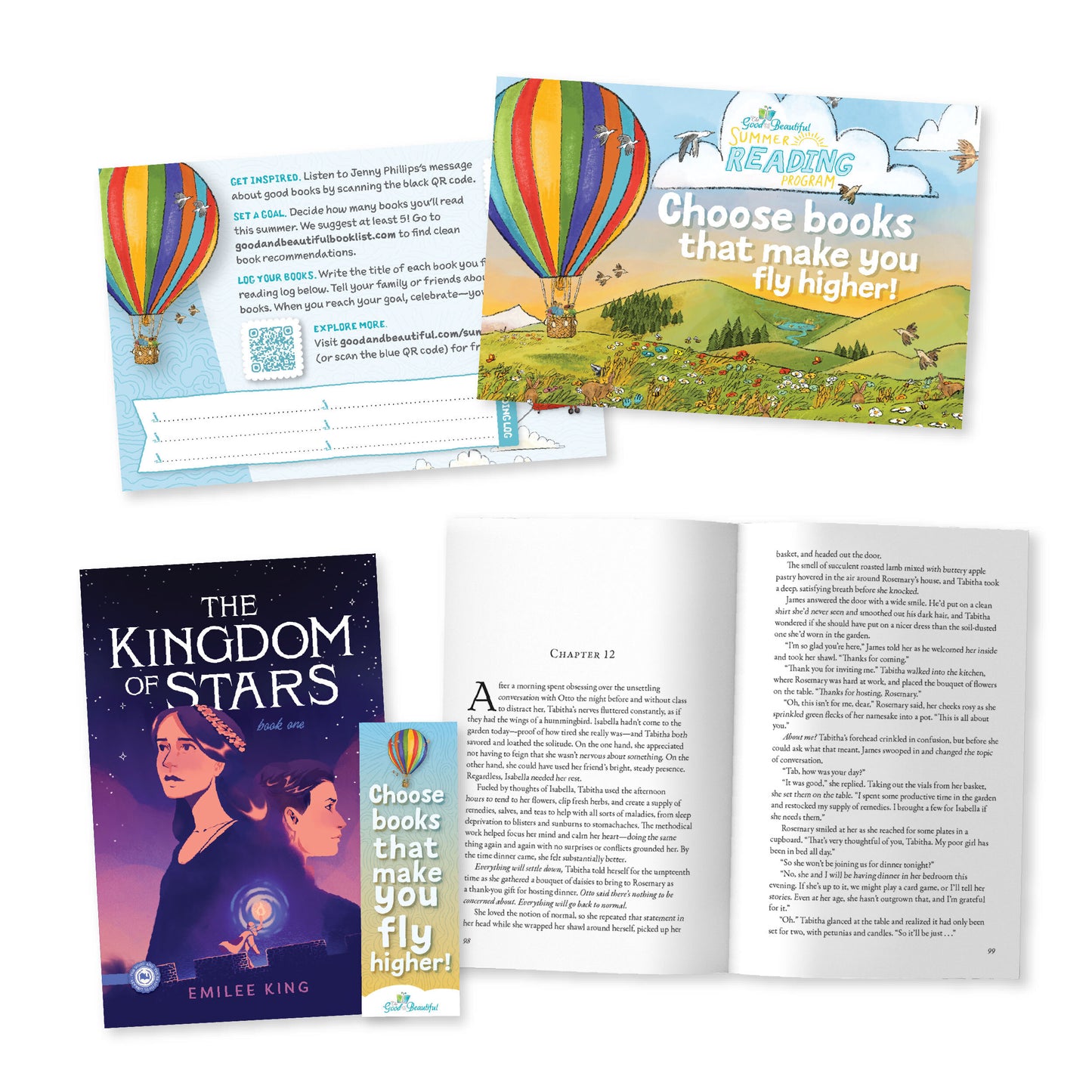 A collage of the Summer Reading Program materials with the book "The Kingdom of Stars" | The Good and the Beautiful