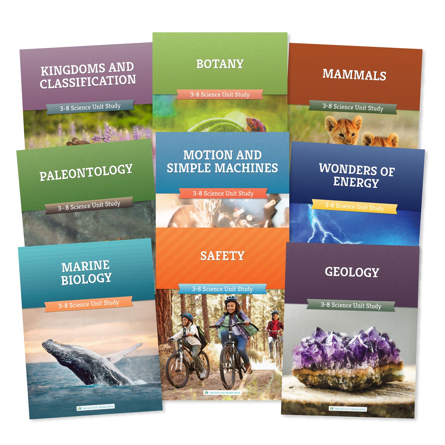 Collage showing nine of the science curriculum course books | The Good and the Beautiful