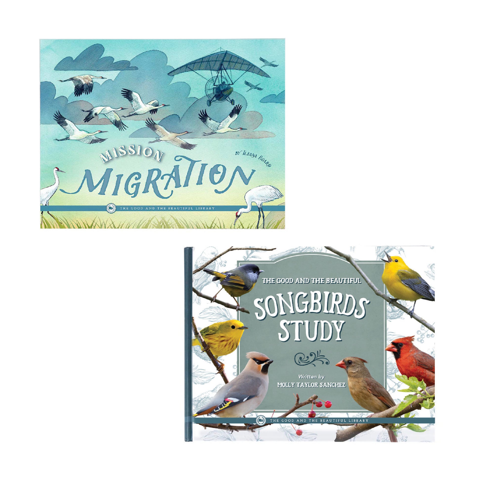 Two book covers with birds on them both real images and illustrations | The Good and the Beautiful