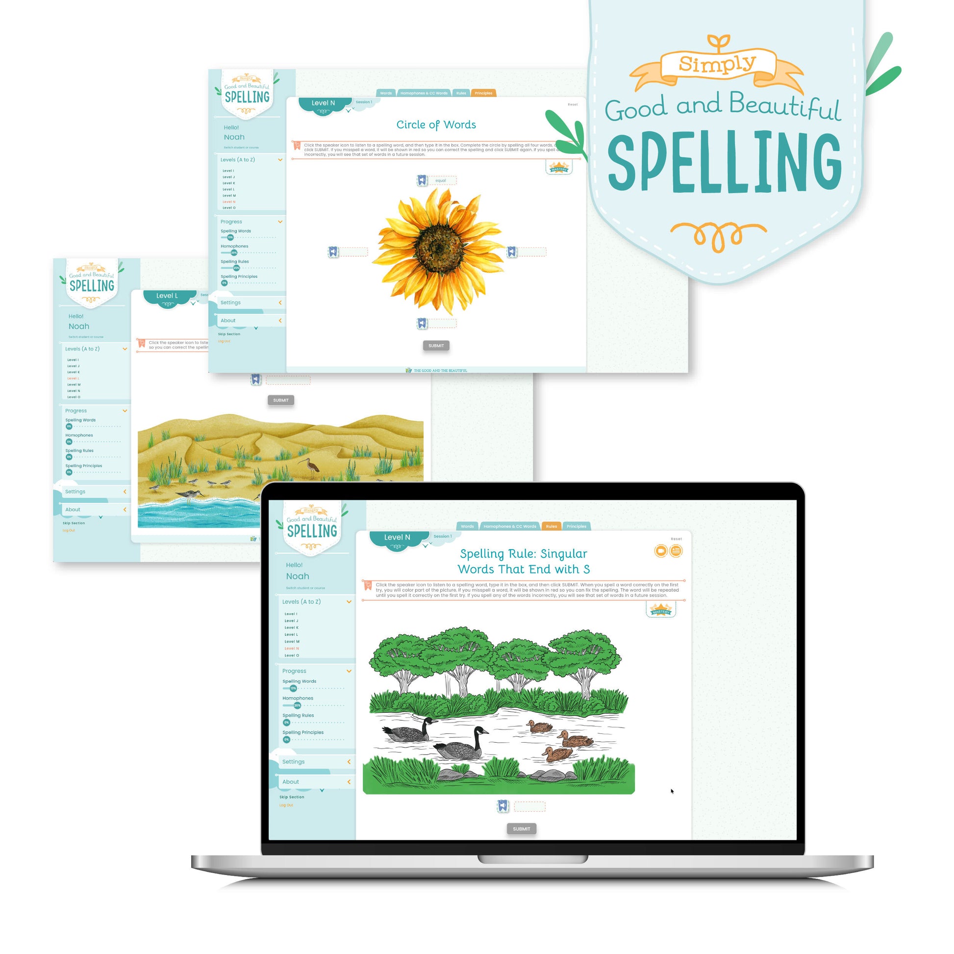 A preview of the online course lessons for Simply Good and Beautiful Spelling | The Good and the Beautiful