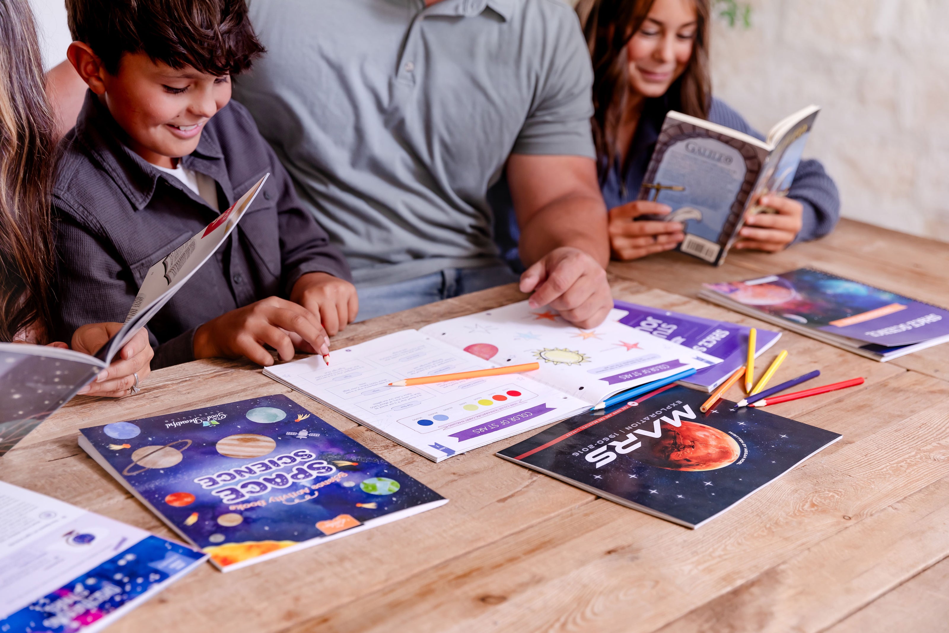 Family Doing Space Science Unit Study