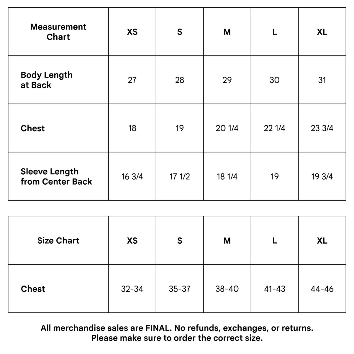 A t-shirt sizing chart with measurements | The Good and the Beautiful