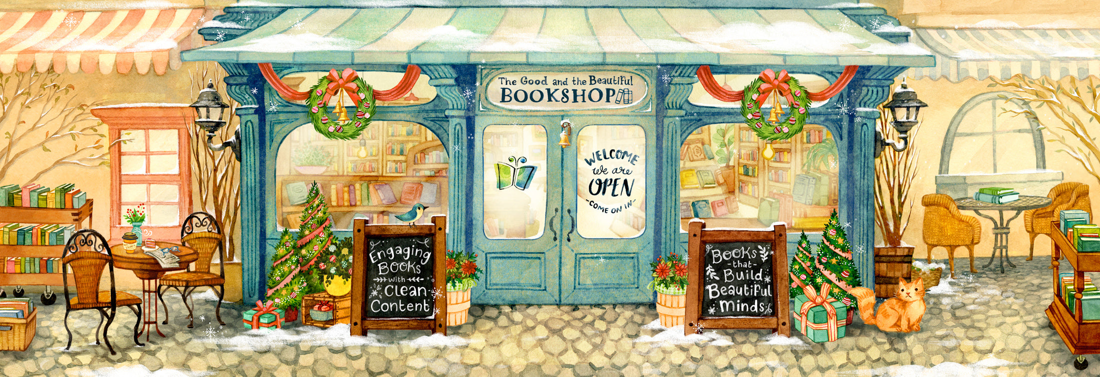 Christmas Bookshop Banner | The Good and The Beautiful