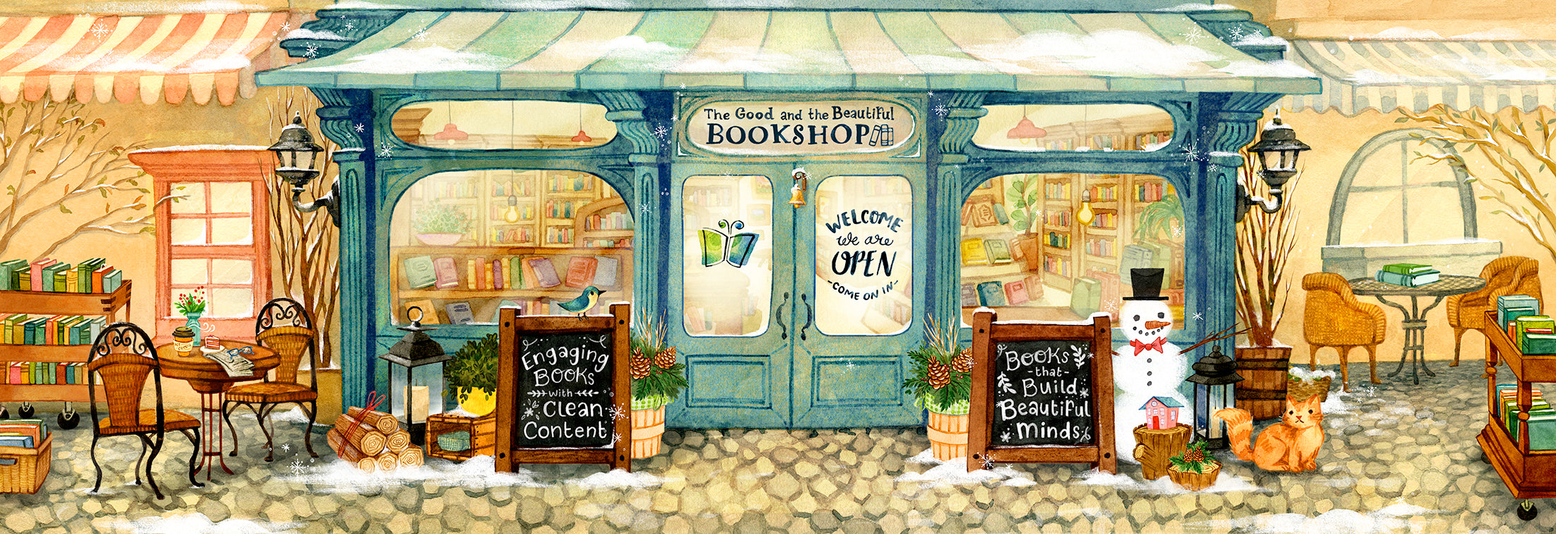 Winter Bookshop Banner | The Good and The Beautiful