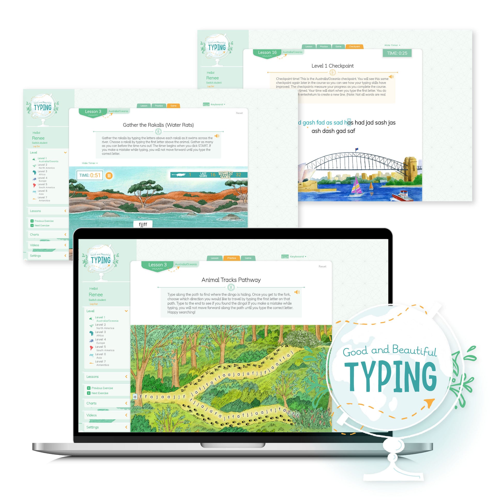 Sample web pages from the Good and Beautiful Typing online program | The Good and the Beautiful