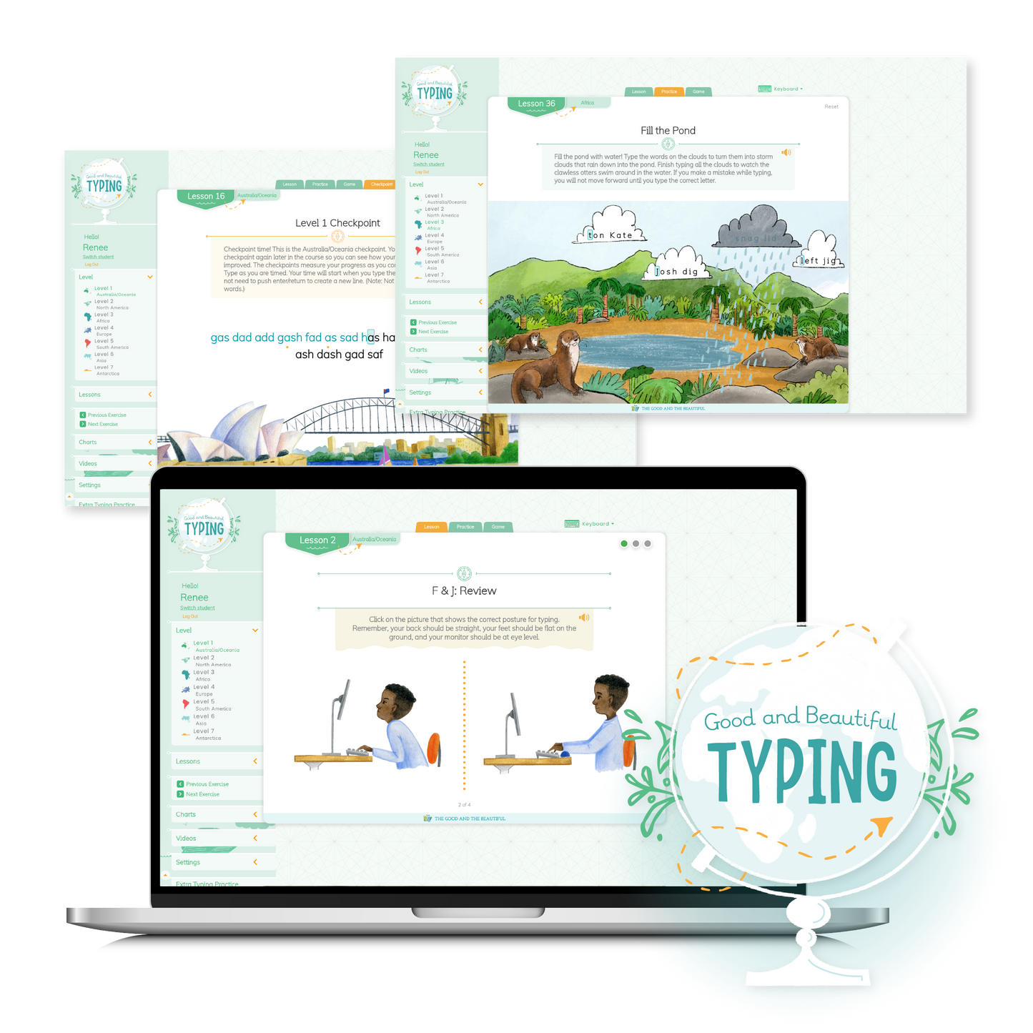 Sample lesson pages from the online Good and Beautiful Typing program | The Good and the Beautiful
