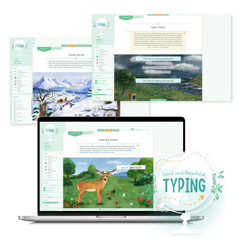 Sample web pages from Good and Beautiful Typing program | The Good and the Beautiful