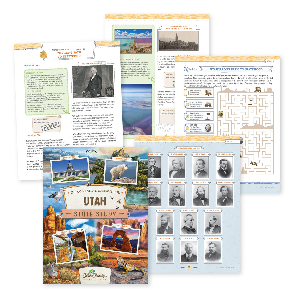 A collage of the Utah State Study materials | The Good and the Beautiful