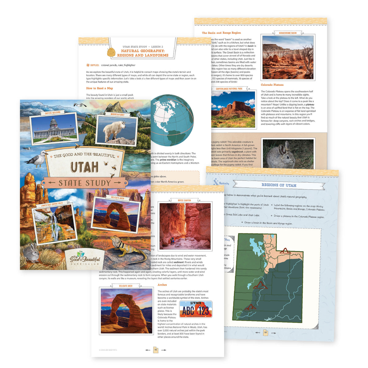 A collage of the Utah State Study course materials | The Good and the Beautiful