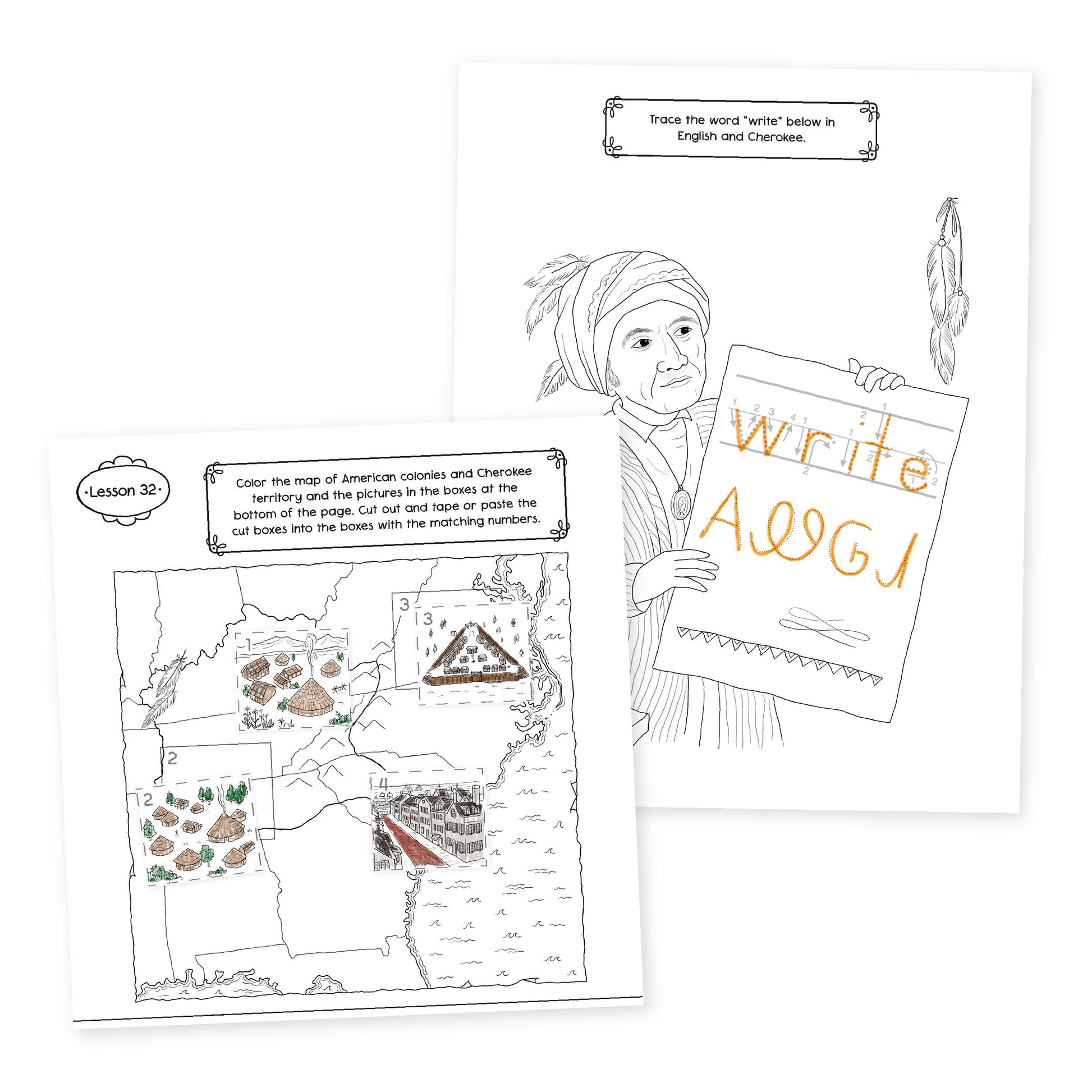 Two sample pages from lesson 32 of history year 3 activity book | The Good and the Beautiful