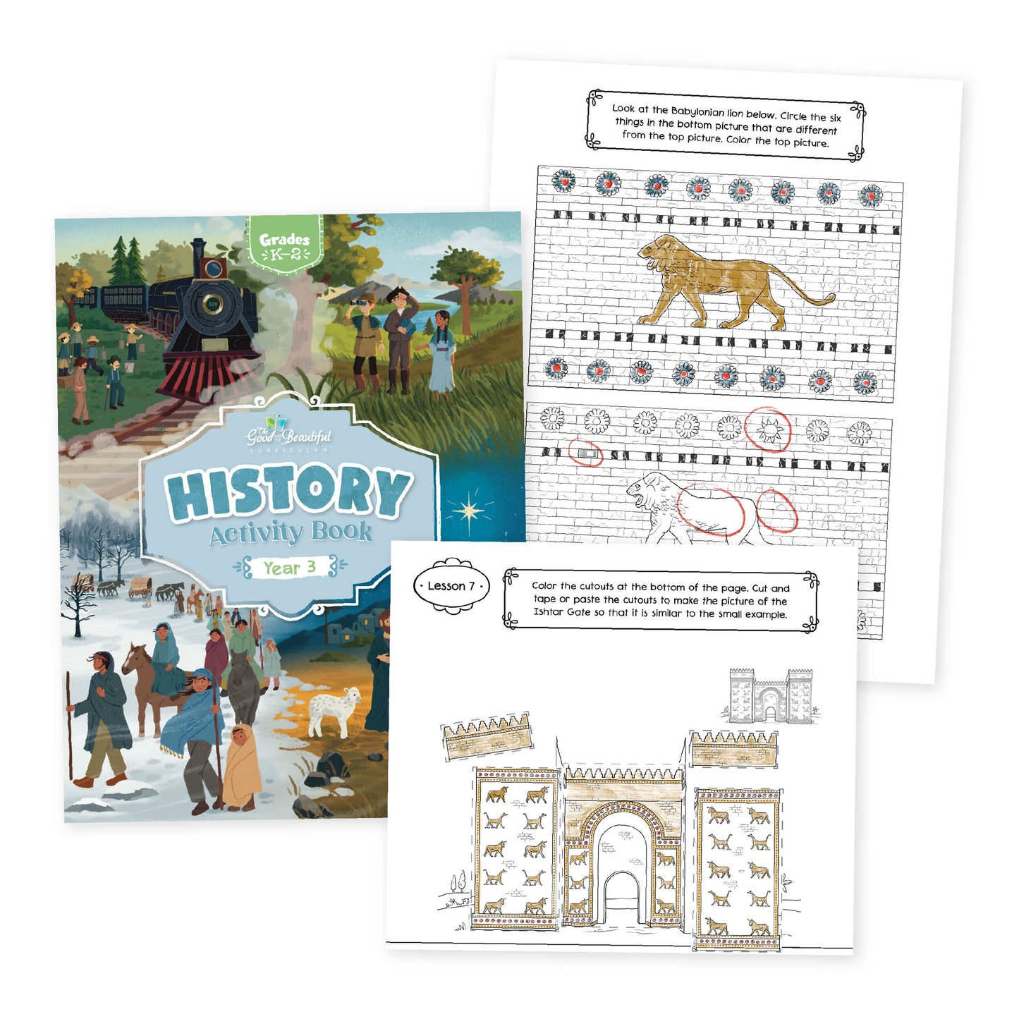 History Activity book Year 3 for grades K-2 with two sample pages | The Good and the Beautiful