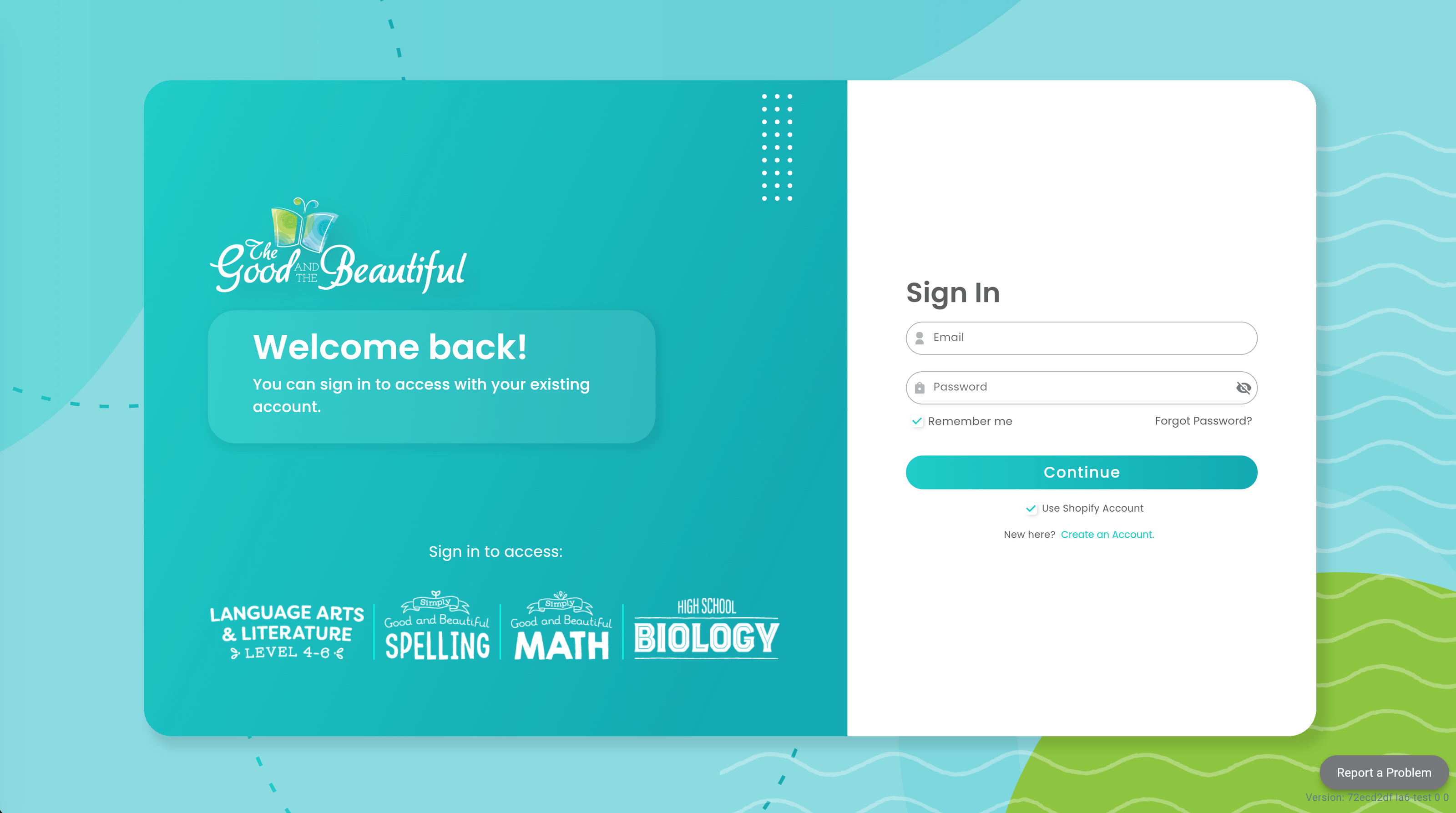 The login webpage for The Good and the Beautiful website | The Good and the Beautiful