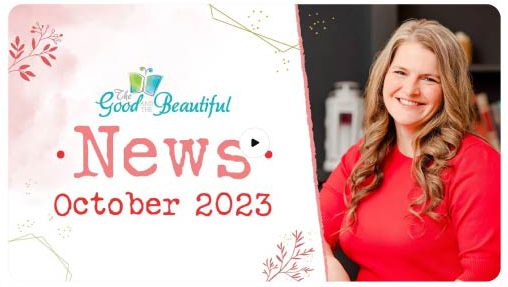 A photo of Jenny Phillips next to the text "News: October 2023" | The Good and the Beautiful