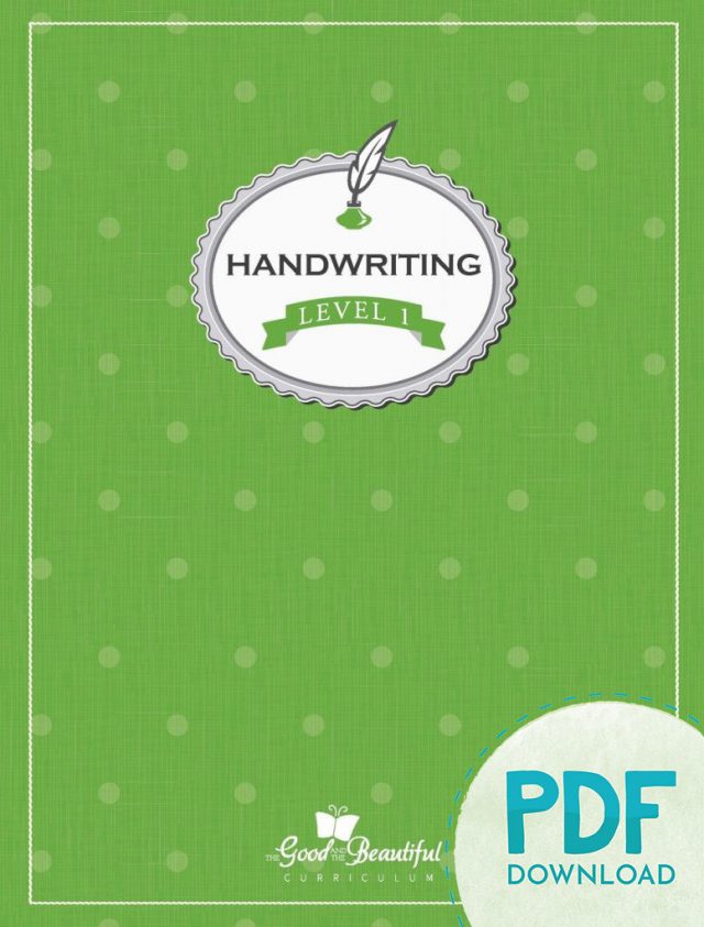 Handwriting Level 1 PDF Download Cover from The Good and the Beautiful