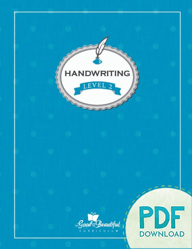 Handwriting Level 2 PDF Download Cover from The Good and the Beautiful