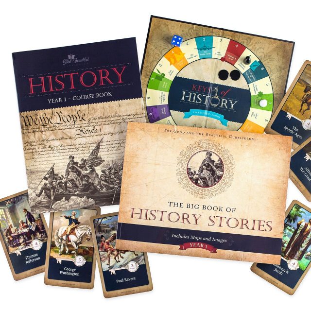 History Year 1 Course Set
Includes
Course Book, Big Book of History Stories, Keys of History Board Game. Included in the Course Book: Access to Student Explorer PDF Downloads (all four levels) and Audio Dramatizations. 