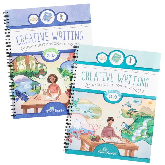 Homeschool Creative Writing Notebooks 1 and 2 for Grade 3 to 8
