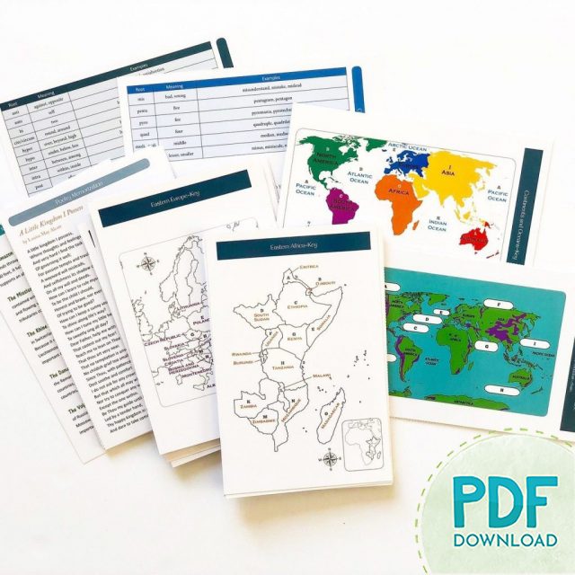 Flat Lay High School Grammar & Geography Cards - PDF Download