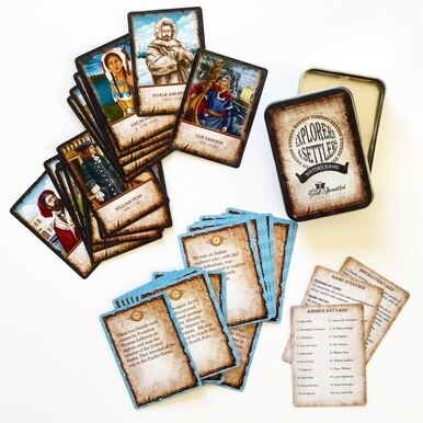Flat Lay Explorers and Settlers Game Cards - 1B