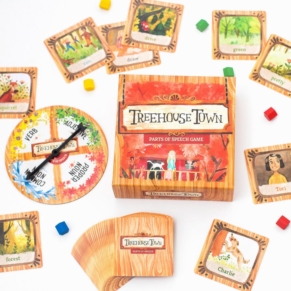 Flat Lay Treehouse Town Parts of Speech Game