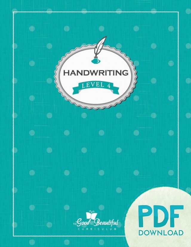 Handwriting Level 4 PDF Download Cover from The Good and the Beautiful