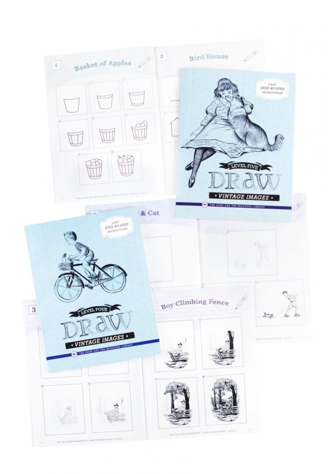 Front Cover and Sample Spread Level 5 and 4 Draw Vintage Images -1B