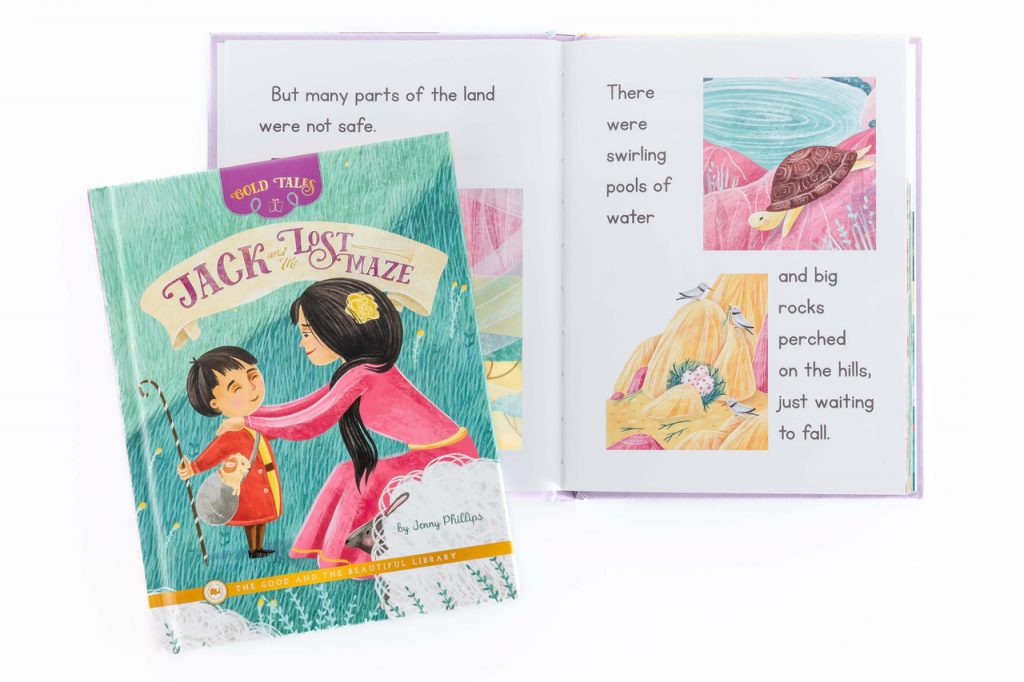 Cover and Spread of Jack and the Lost Maze by Jenny Phillips