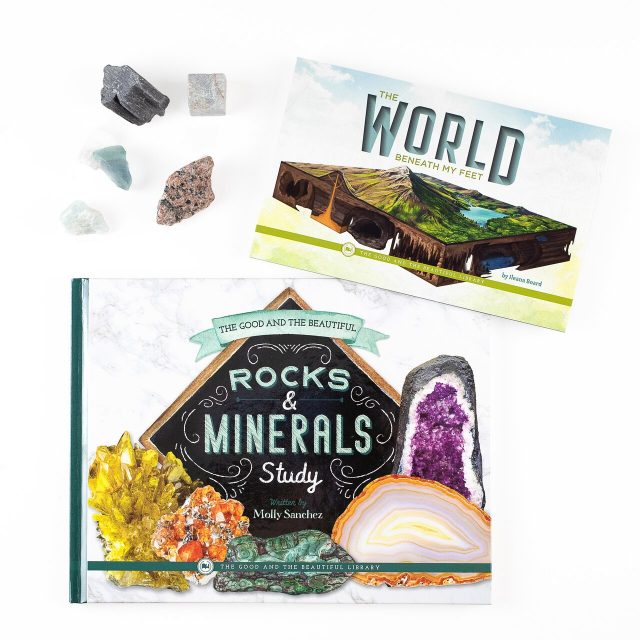 Front Covers of The World Beneath my Feet By Ileana Board and The Good and the Beautiful Rock and Mineral Study by Molly Sanchez