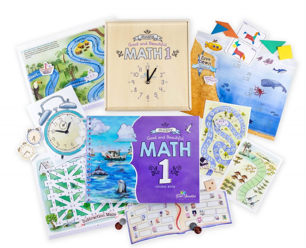 Front Cover and Sample Pages of Math 1 Course Book and Math 1 Box