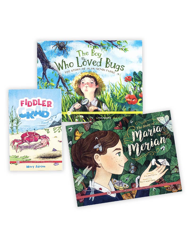 Arthropods Read-Aloud Pack
Includes:

    The Boy Who Loved Bugs – The Story of Jean-Henri Fabre by Molly Sanchez
    The Story of Maria Merian by Ashlee Klemm
    Fiddler Crab by Mary Adrian
