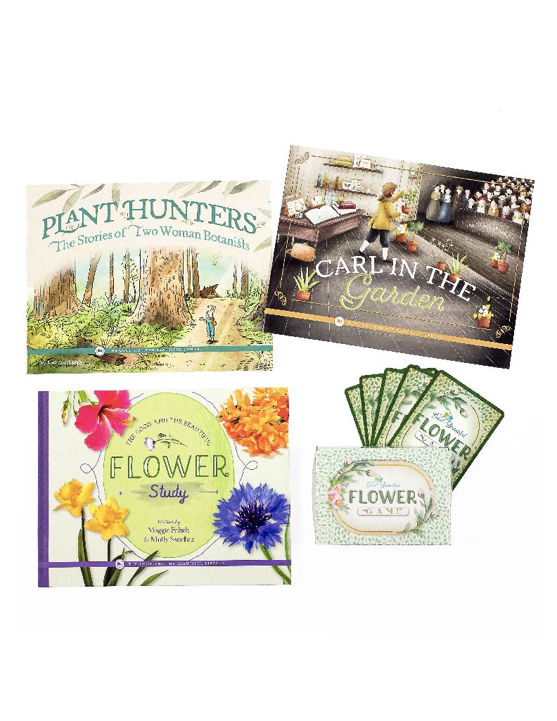 Botany Read-Aloud Pack
Includes:

    The Good and the Beautiful Flower Study book
    The Good and the Beautiful Flower Game
    Plant Hunters—The Stories of Two Woman Botanists by Amy Drorbaugh
    Carl in the Garden by Molly Sanchez
