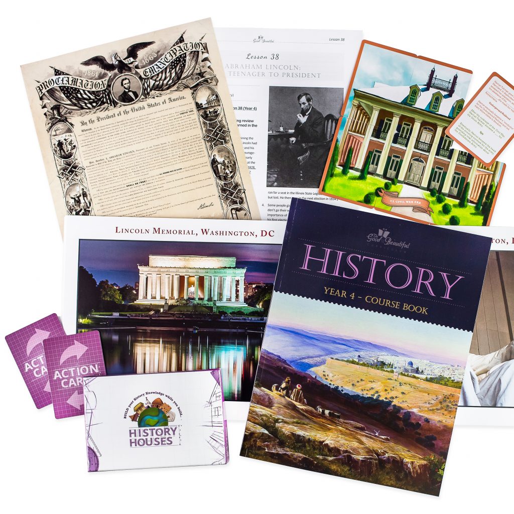 History Year 4 Course Set'
Includes:
Course Book, Maps and Images, History Houses Game, Year 4 Timeline Stickers. Included in the Course Book: Access to Student Explorer PDF Downloads (all four levels) and Audio Dramatizations. Timeline also needed to complete the course (comes with Year 2 course set and available as a separate purchase below). 