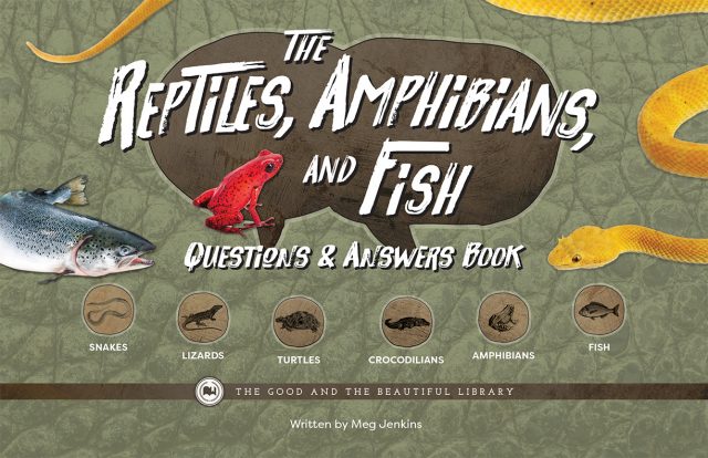 Front Cover The Reptiles, Amphibians, and Fish Questions and Answers Book By The Good and the Beautiful Team -2A