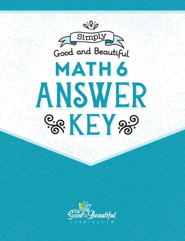 Front Cover Math 6 Answer Key