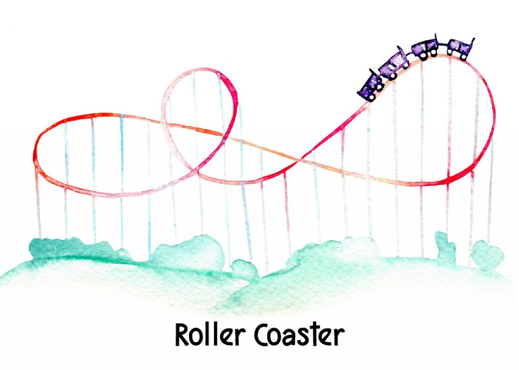 An image of a roller coaster to represent the open compound words roller coaster.