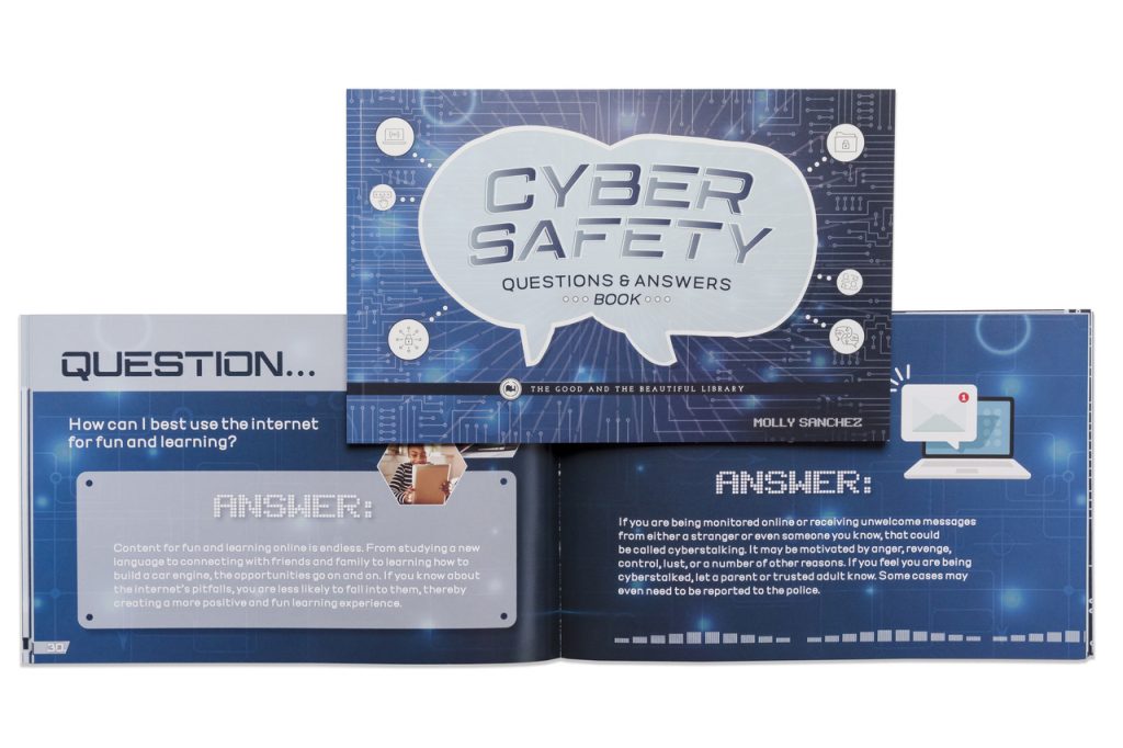 Front Cover and Spread Cyber Safety Questions and Answers Book