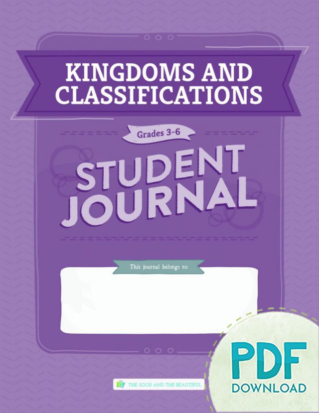 Homeschool Kingdoms and Classification Unit Study Student Journal for Grades 3 to 6 Cover PDF Download